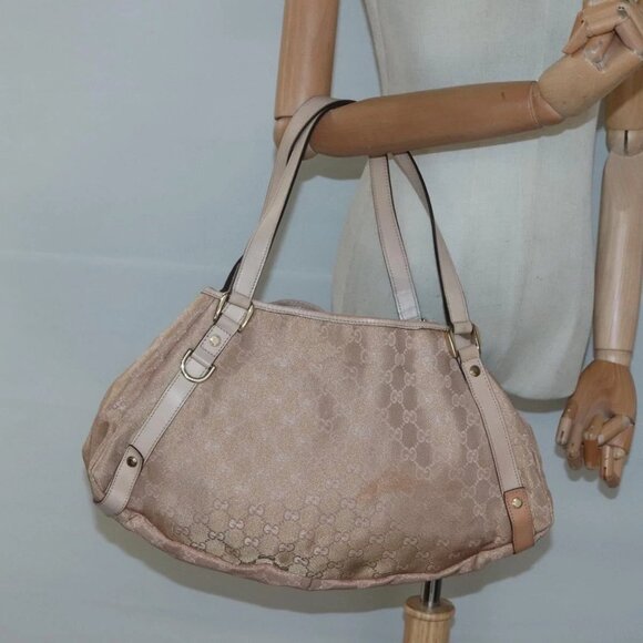 GUCCI GG Canvas Abbey Tote Bag Beige Gold - Picture 1 of 16